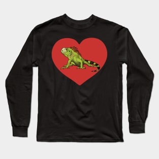 Iguana Heart for Iguana Lovers, Red Long Sleeve T-Shirt